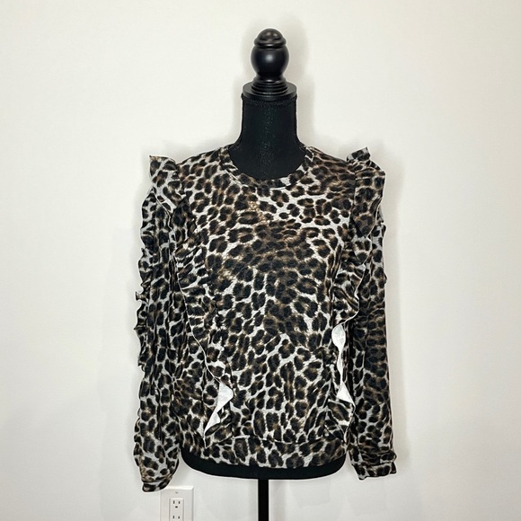 1. State Leopard Long Sleeve Ruffle Sweatshirt - Picture 4 of 10